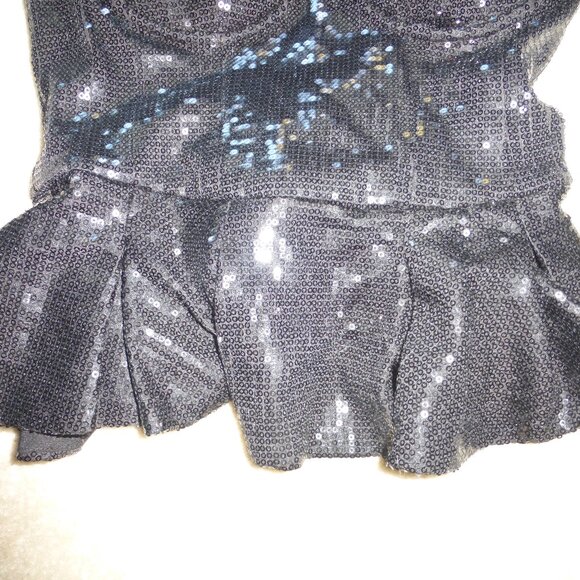 BEBE black shiny sequins peplum tube top - Picture 4 of 8